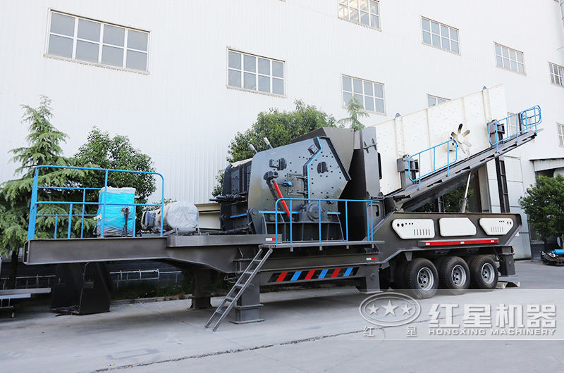 小型車載式鵝卵石破碎機(jī)，輪胎反擊破